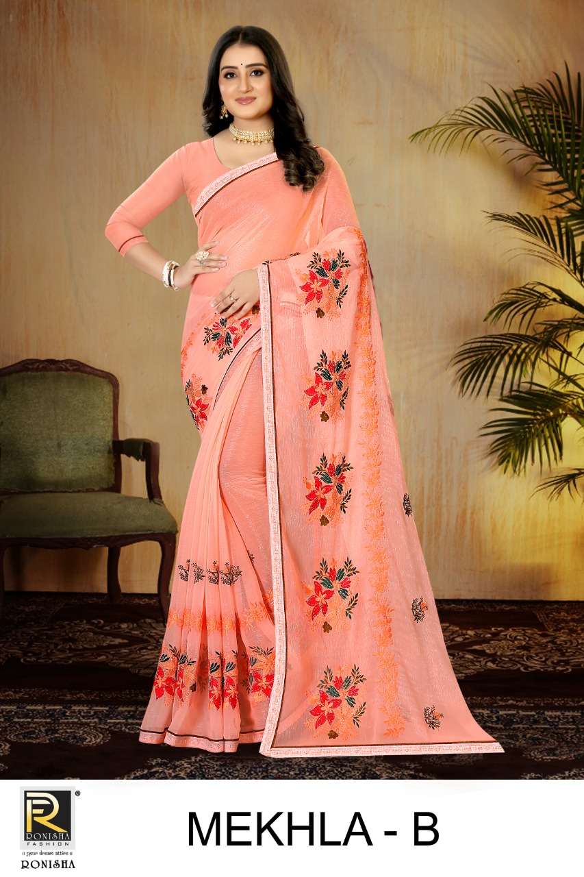 Ronisha Mekhla Catalog Fancy Thread Worked Beautiful Sarees Wholesale