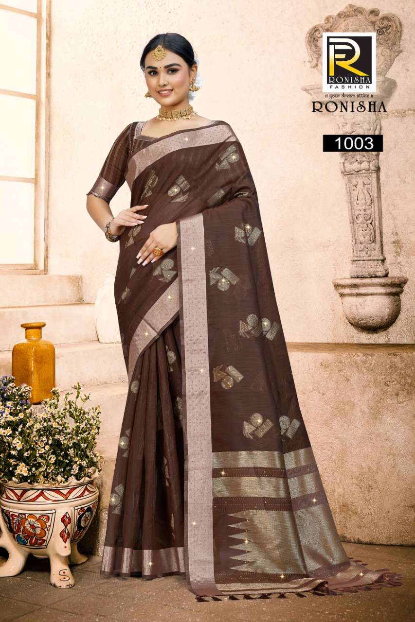 Ronisha Neeru Catalog Festive Wear Linen Cotton Silk Sarees Wholesale