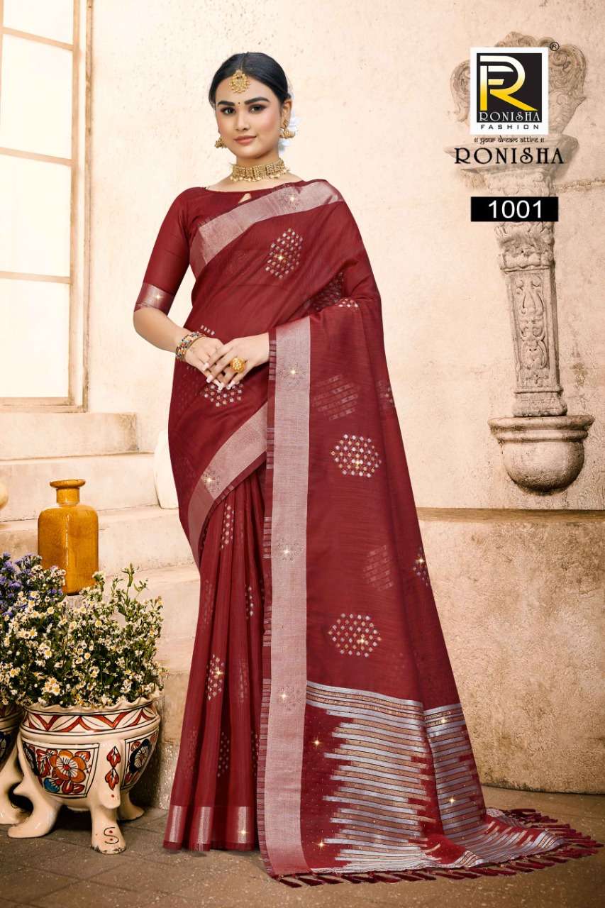 Ronisha Neeru Catalog Festive Wear Linen Cotton Silk Sarees Wholesale