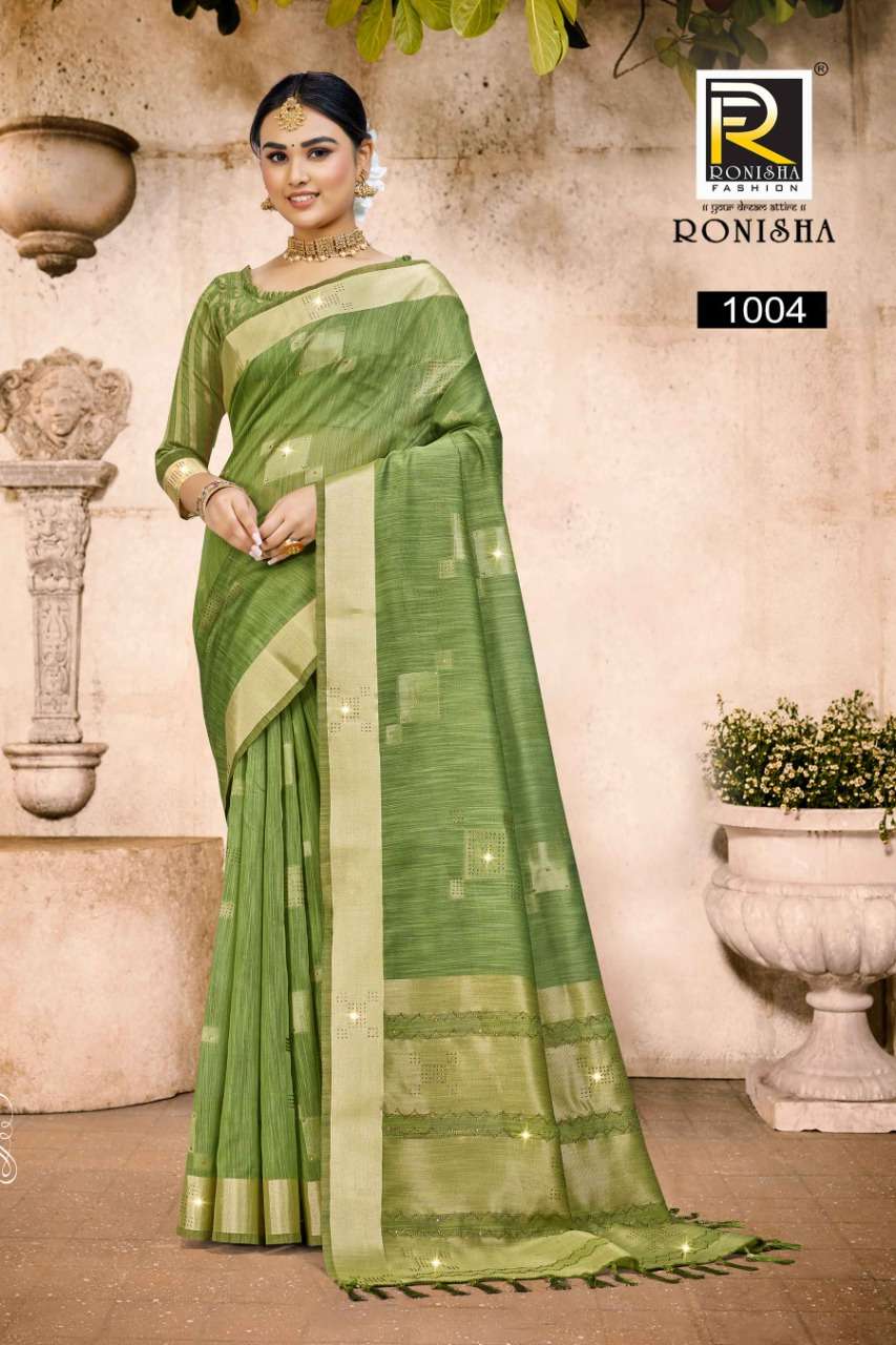 Ronisha Neeru Catalog Festive Wear Linen Cotton Silk Sarees Wholesale