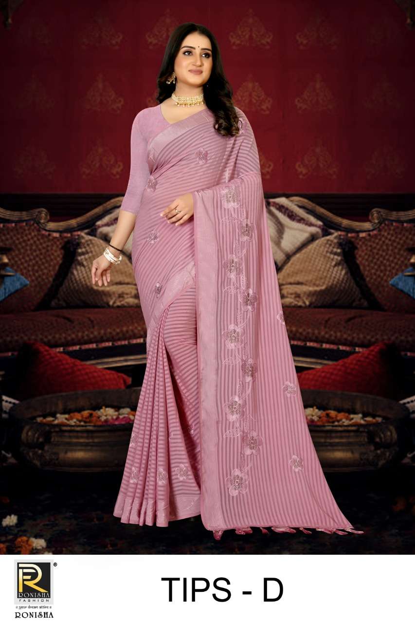 Ronisha Tips Catalog Fancy Thread Worked Sarees Wholesale