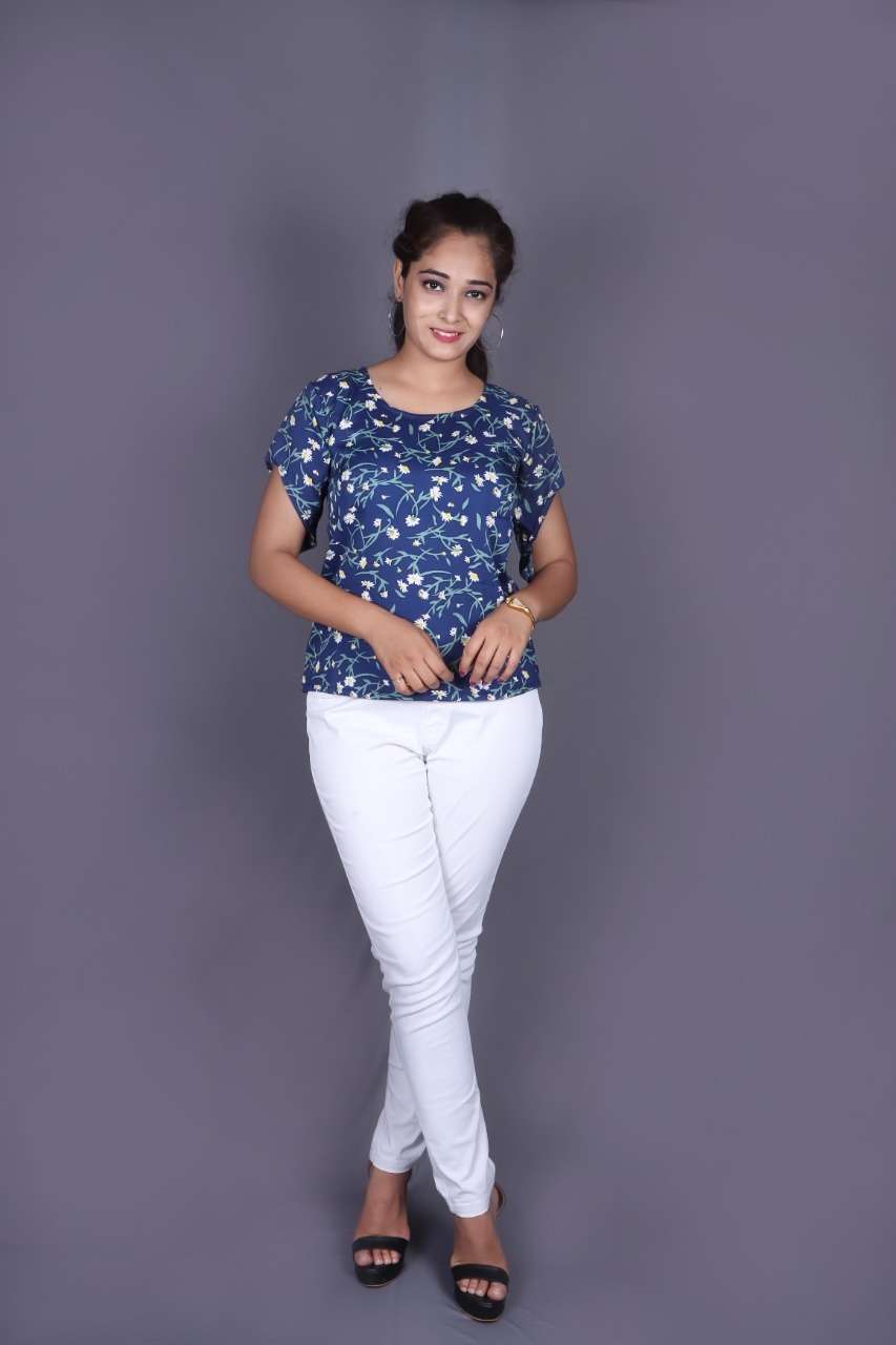 Sabella Trendy Tunics Vol 3 Catalog Crape Designer Wear Ladies Tops Wholesale