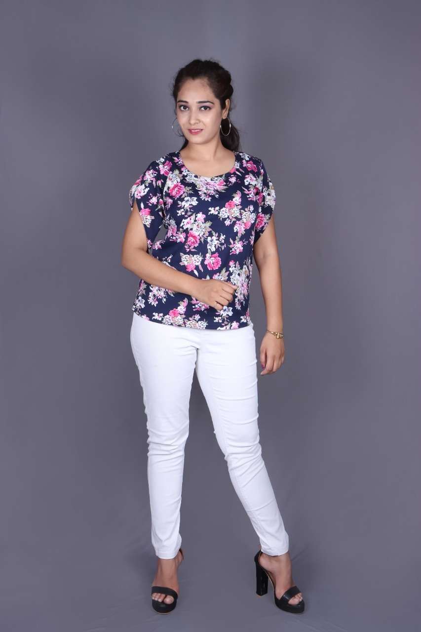 Sabella Trendy Tunics Vol 3 Catalog Crape Designer Wear Ladies Tops Wholesale