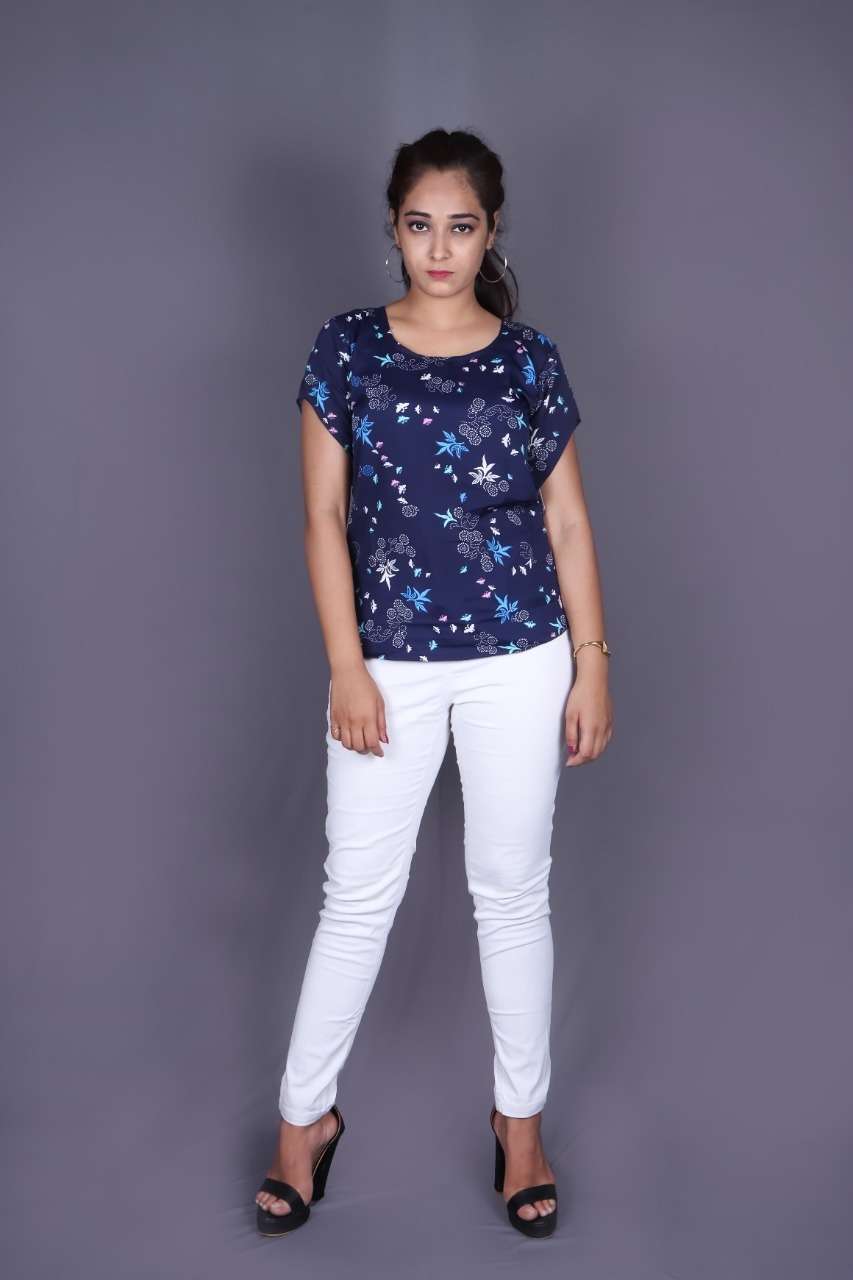 Sabella Trendy Tunics Vol 4 Catalog Crape Designer Wear Ladies Tops Wholesale