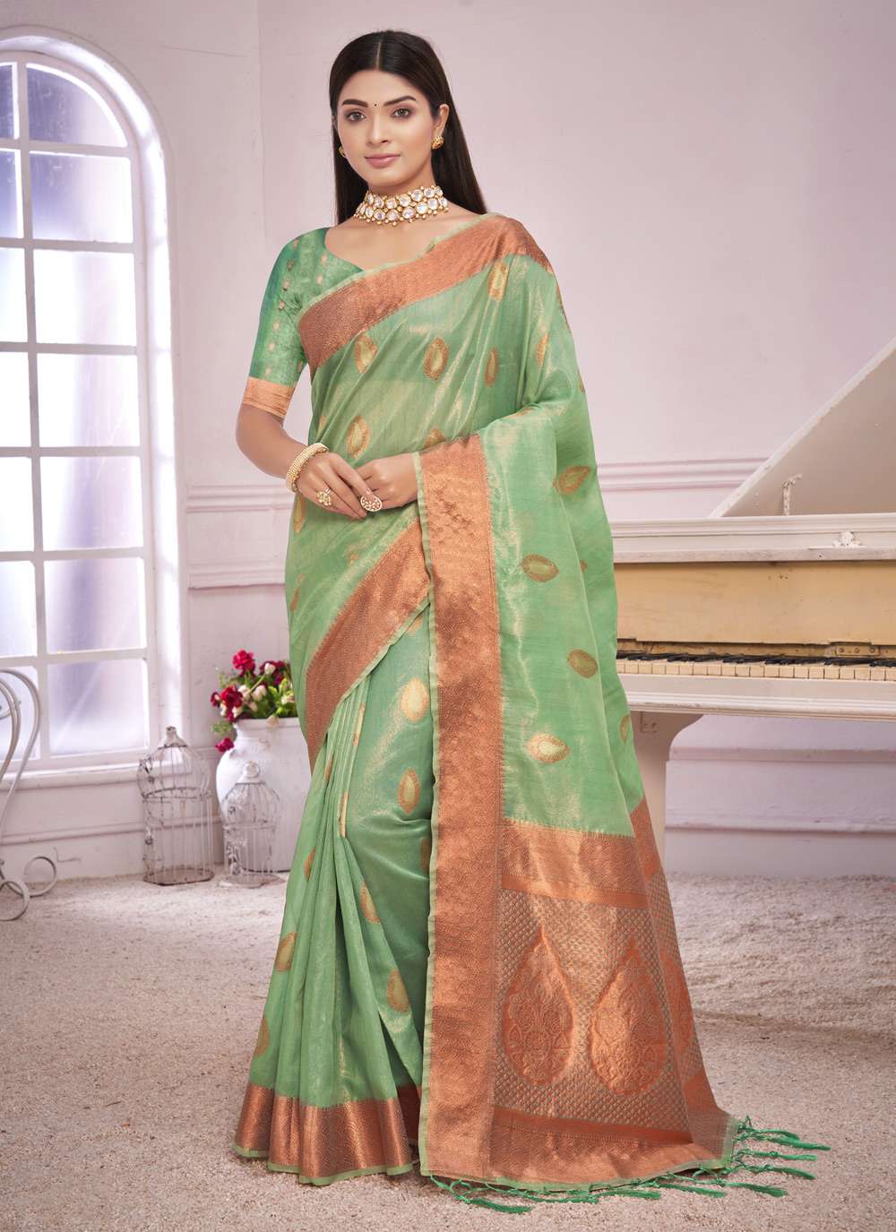 Sangam Padmini Catalog Organza Weaving Rich Pallu Sarees Wholesale