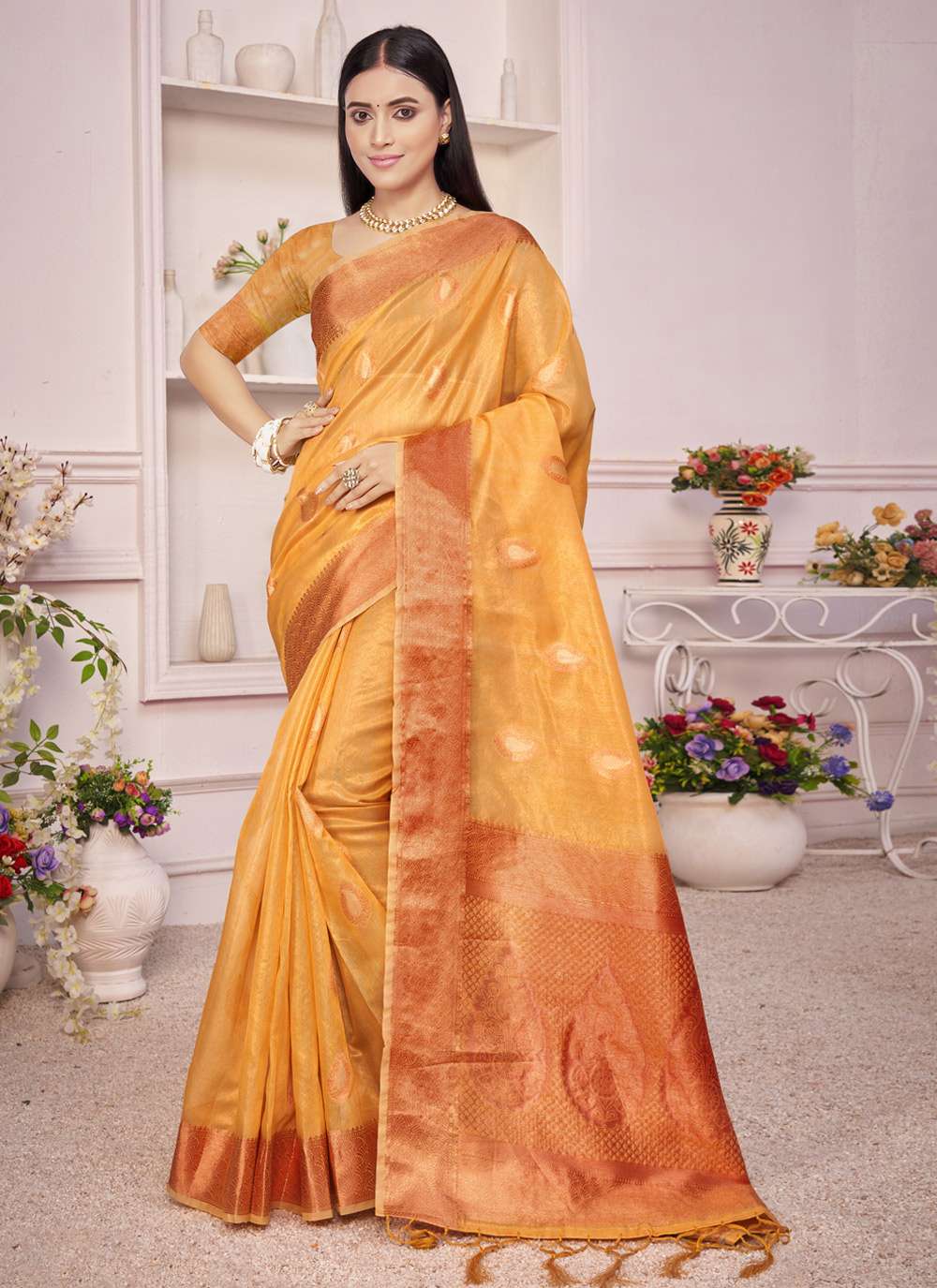 Sangam Padmini Catalog Organza Weaving Rich Pallu Sarees Wholesale