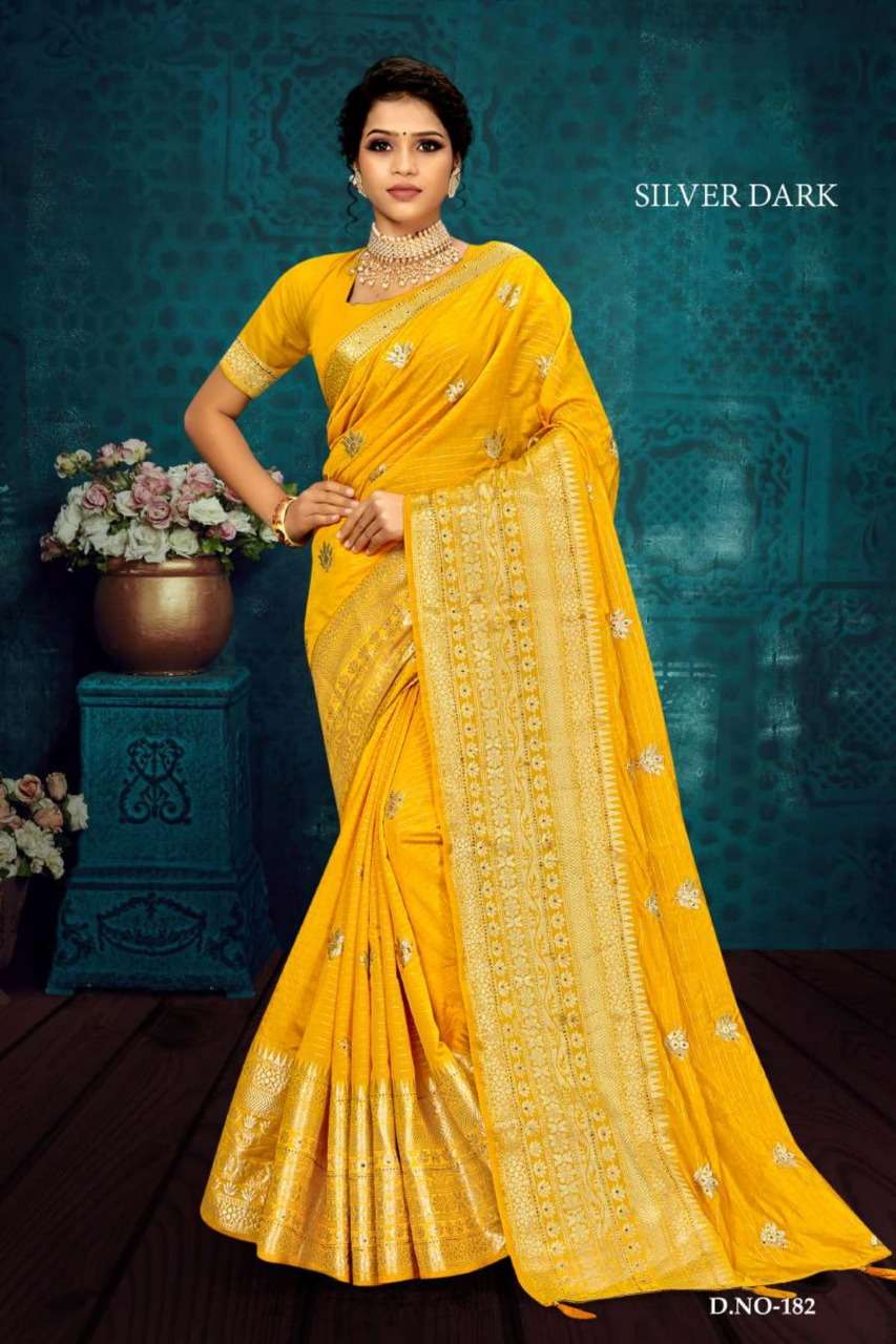 Ynf Silver Dark Catalog Nylon Embroidery Wear Sarees Wholesale