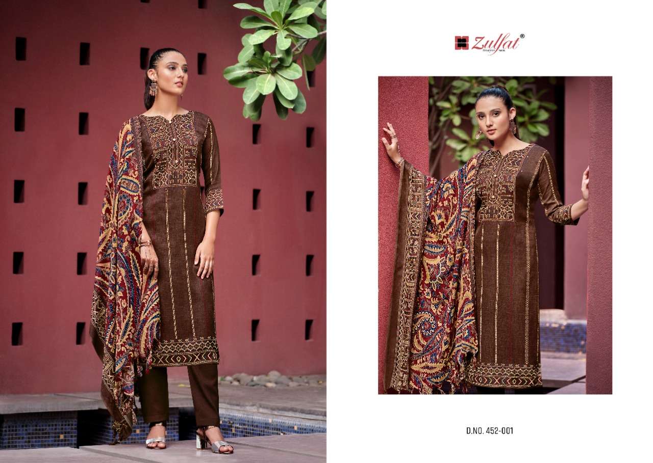 Zulfat Inteha Catalog Ready Made Exclusive Designer Pashmina Dress Materials Wholesale