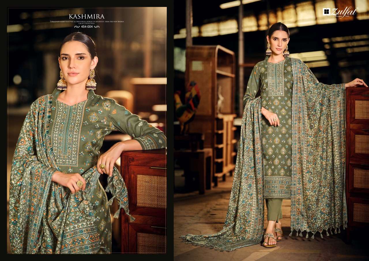 Zulfat Kashmira Catalog Pure Wool Pashmina Dress Materials Wholesale
