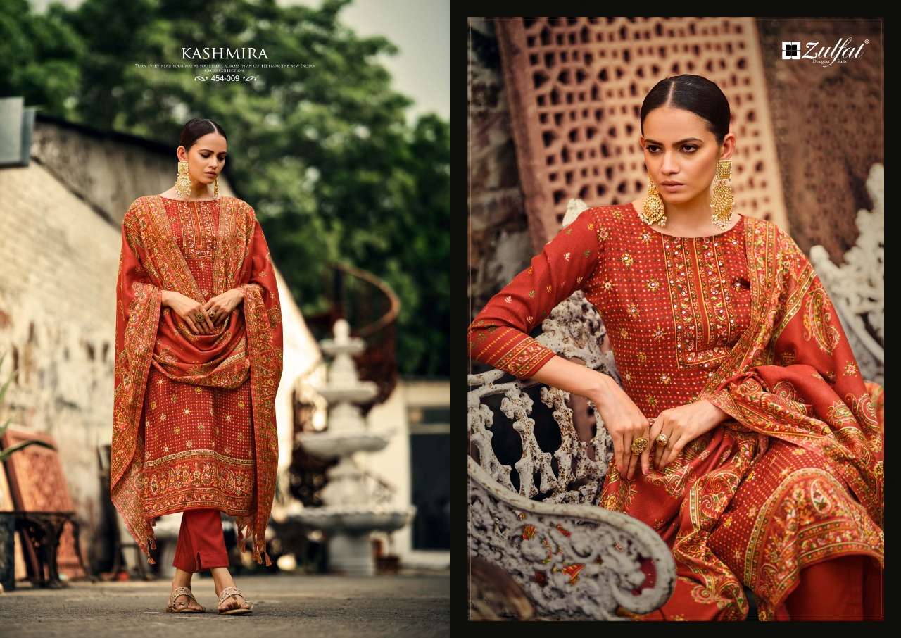 Zulfat Kashmira Catalog Pure Wool Pashmina Dress Materials Wholesale