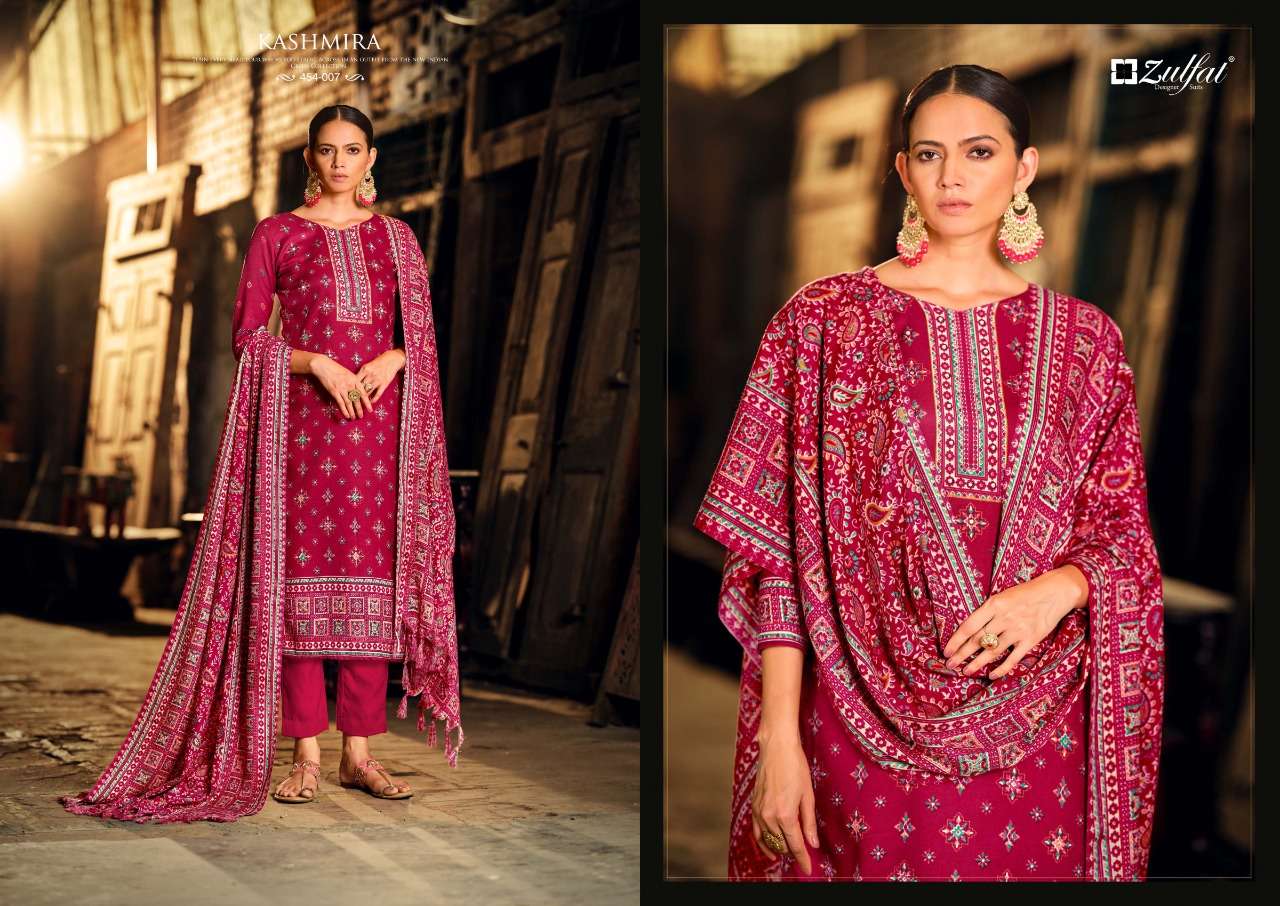 Zulfat Kashmira Catalog Ready Made Exclusive Designer Pashmina Dress Materials Wholesale
