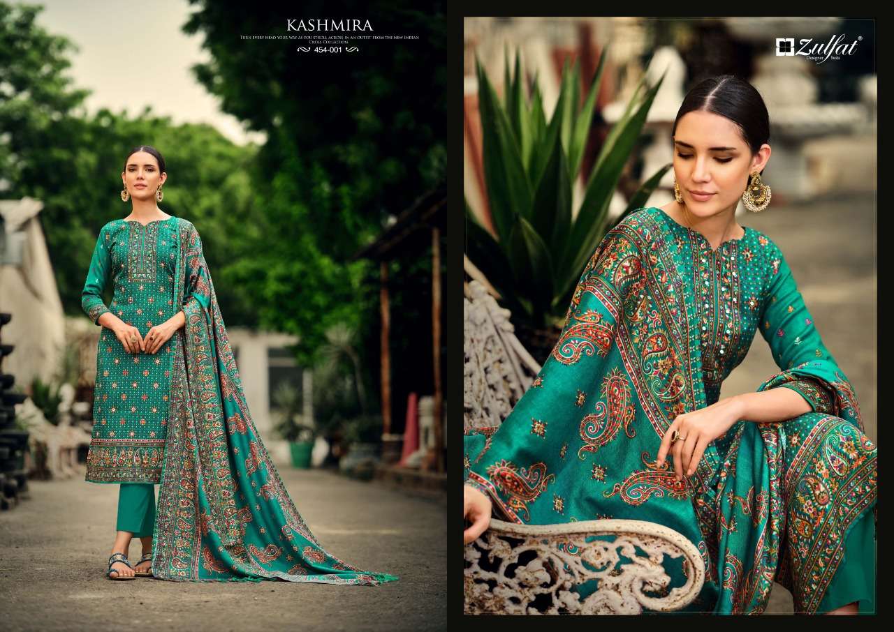 Zulfat Kashmira Catalog Ready Made Exclusive Designer Pashmina Dress Materials Wholesale