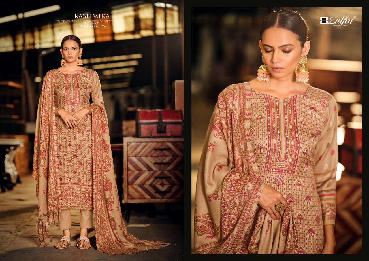 Zulfat Kashmira Catalog Ready Made Exclusive Designer Pashmina Dress Materials Wholesale
