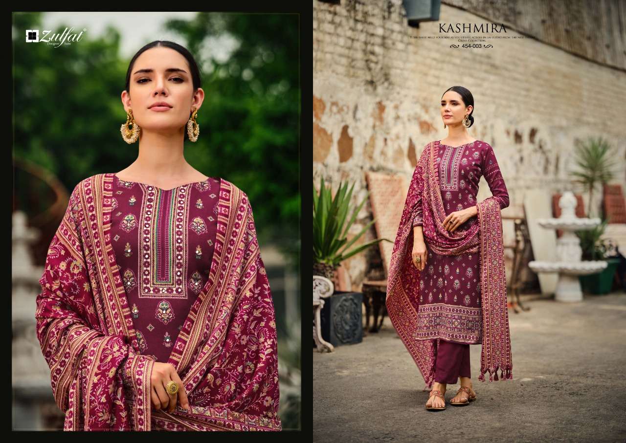 Zulfat Kashmira Catalog Ready Made Exclusive Designer Pashmina Dress Materials Wholesale