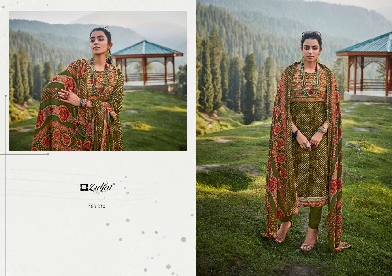 Zulfat Winter Nova Catalog Pashmina Woollen Dress Materials Wholesale