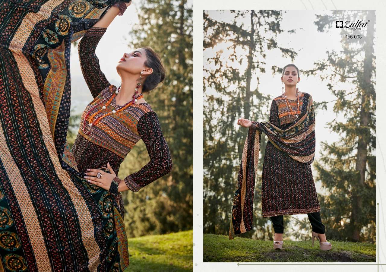 Zulfat Winter Nova Catalog Pashmina Woollen Dress Materials Wholesale