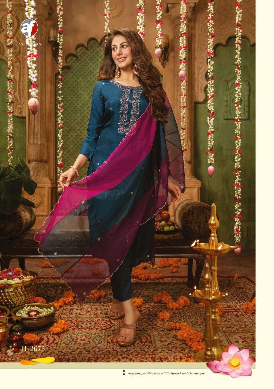 ANJU FABRICS PRESENT HEAVY KURTI WITH EXCLUSIVE PANT & HAND WORK DUPATTA 