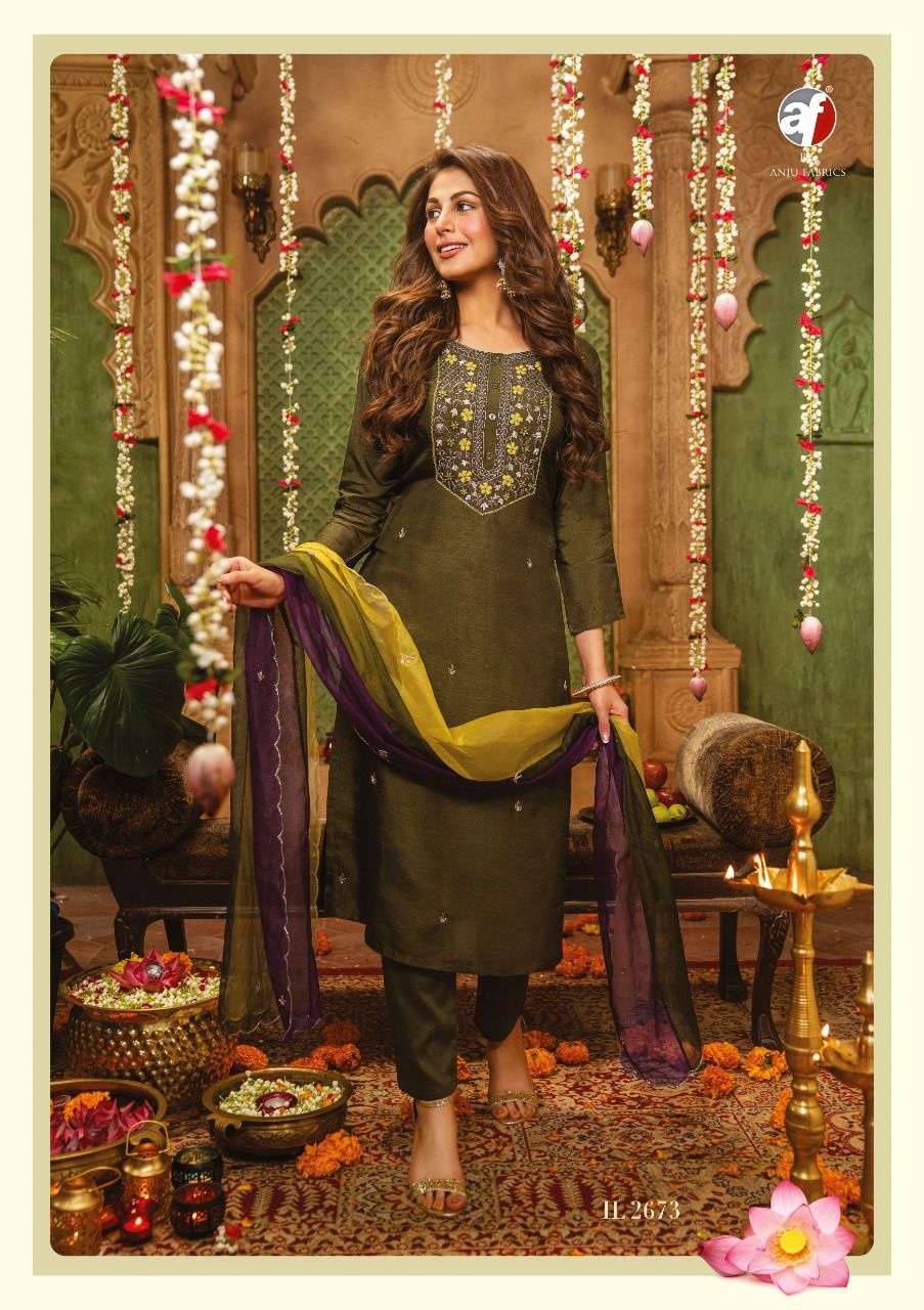 ANJU FABRICS PRESENT HEAVY KURTI WITH EXCLUSIVE PANT & HAND WORK DUPATTA 