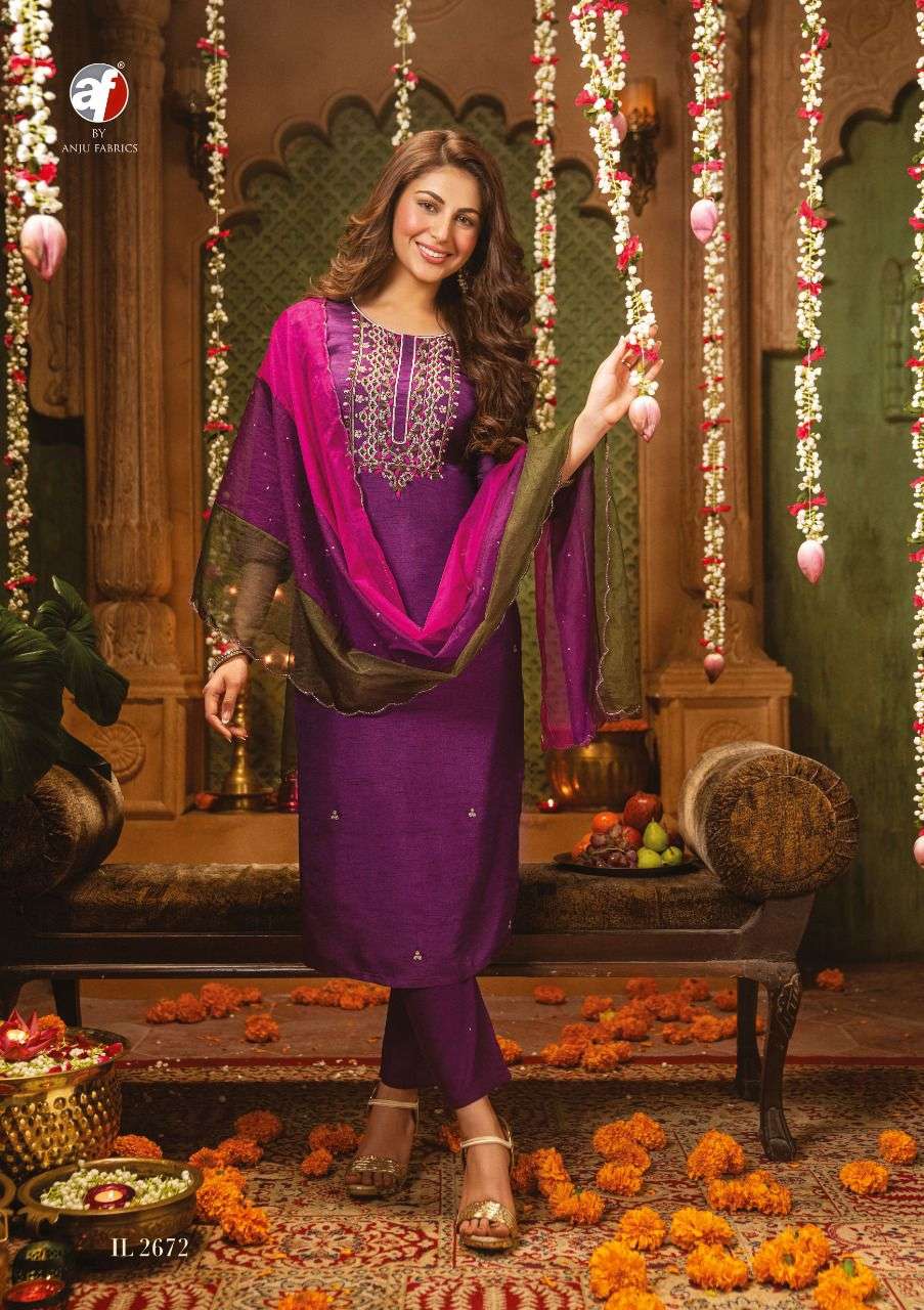 ANJU FABRICS PRESENT HEAVY KURTI WITH EXCLUSIVE PANT & HAND WORK DUPATTA 