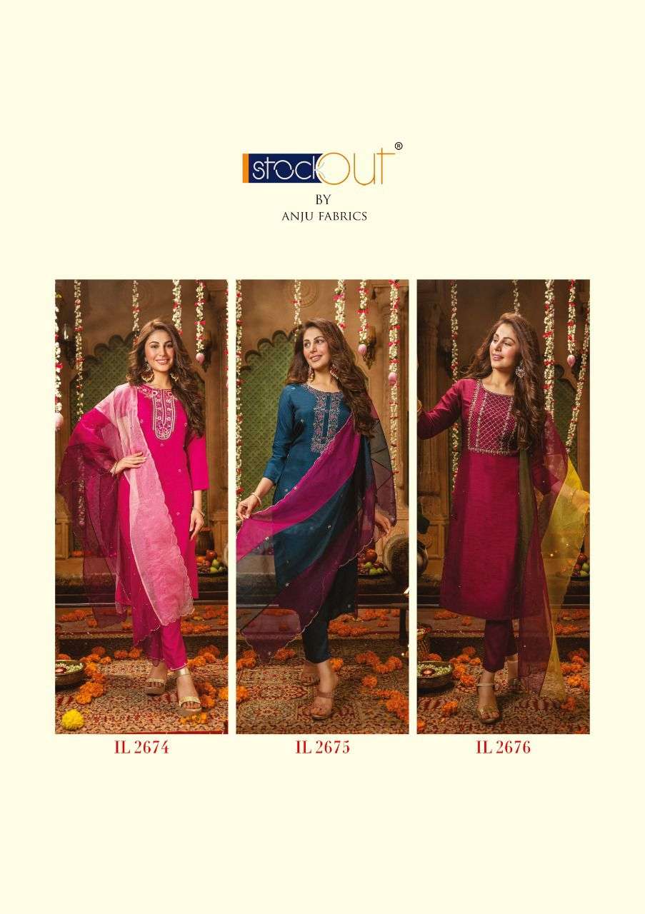 ANJU FABRICS PRESENT HEAVY KURTI WITH EXCLUSIVE PANT & HAND WORK DUPATTA 