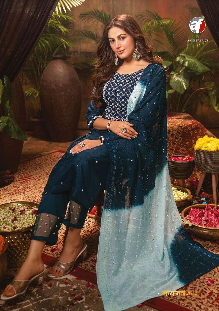 ANJU FABS UPCOMING FESTIVE KURTI PANT WITH HEAVY DUPATTA  ON VISCOSE DOLA SILK 