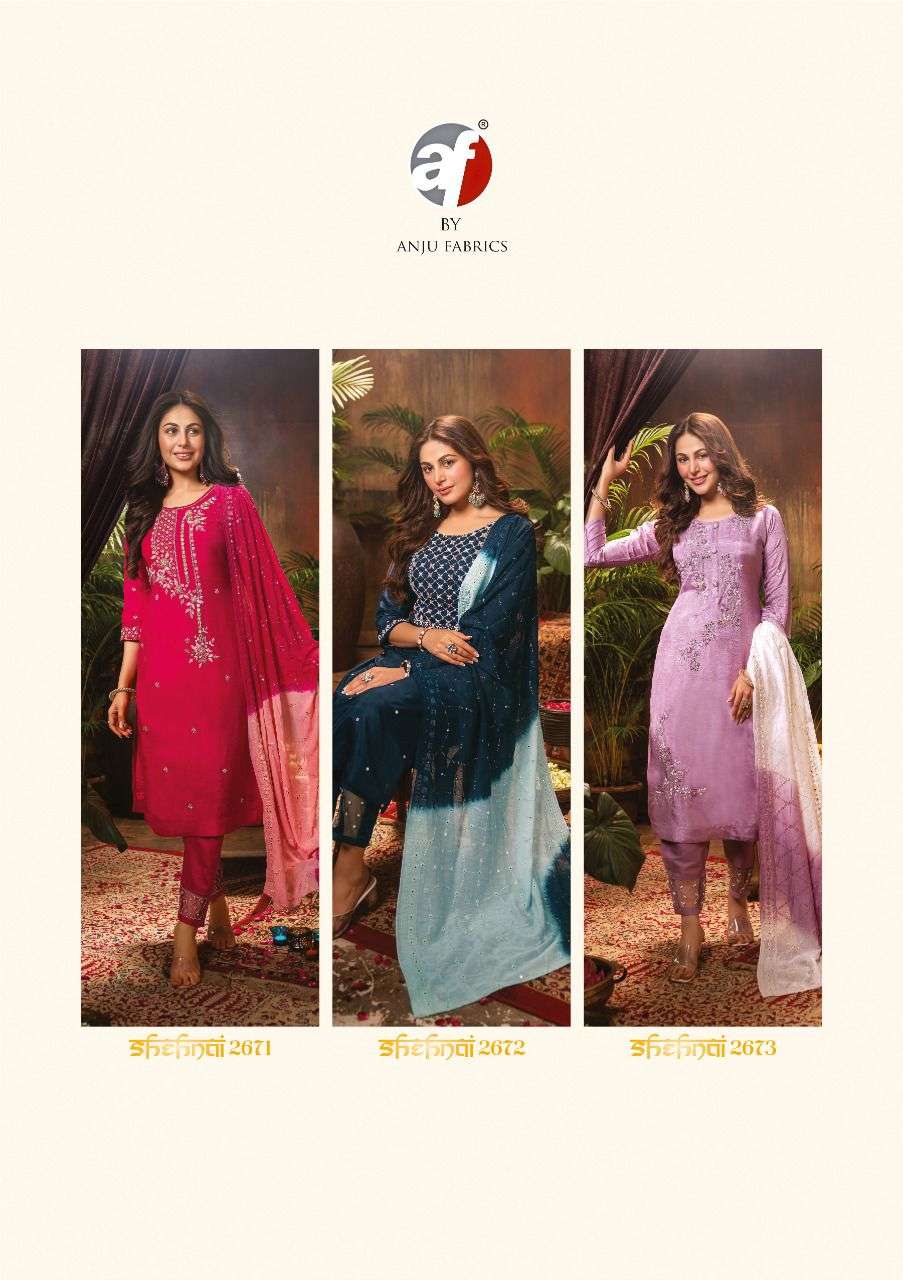 ANJU FABS UPCOMING FESTIVE KURTI PANT WITH HEAVY DUPATTA  ON VISCOSE DOLA SILK 