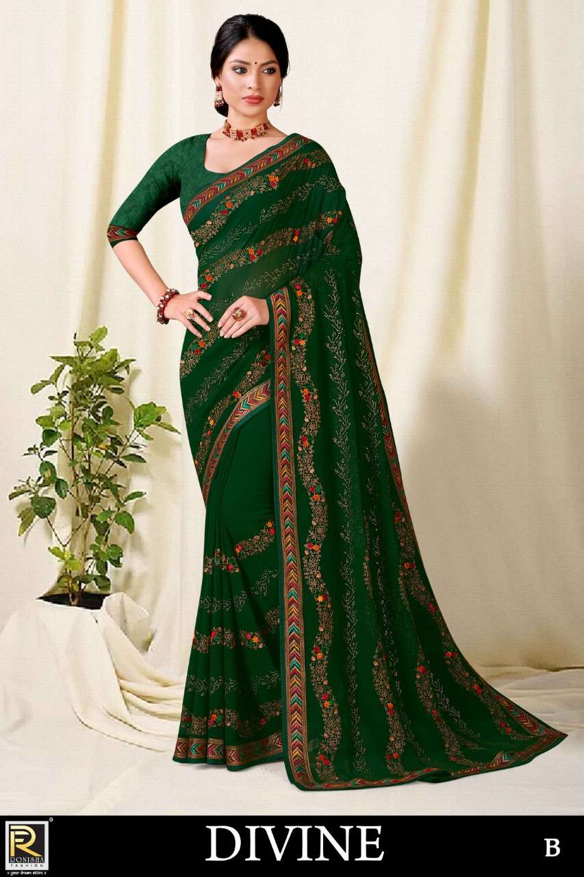DIVINE By Ronisha Embroidery Sarees 