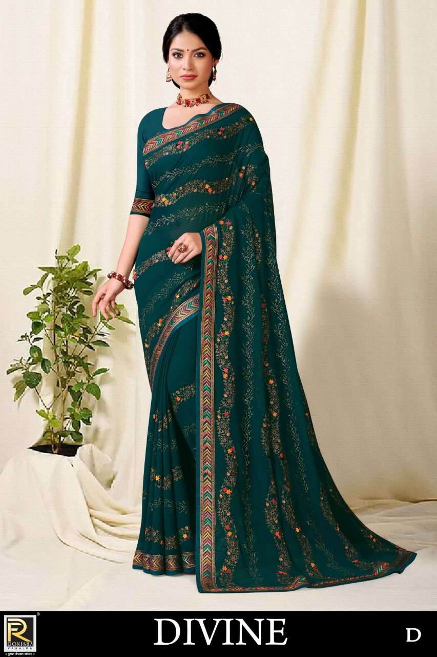 DIVINE By Ronisha Embroidery Sarees 
