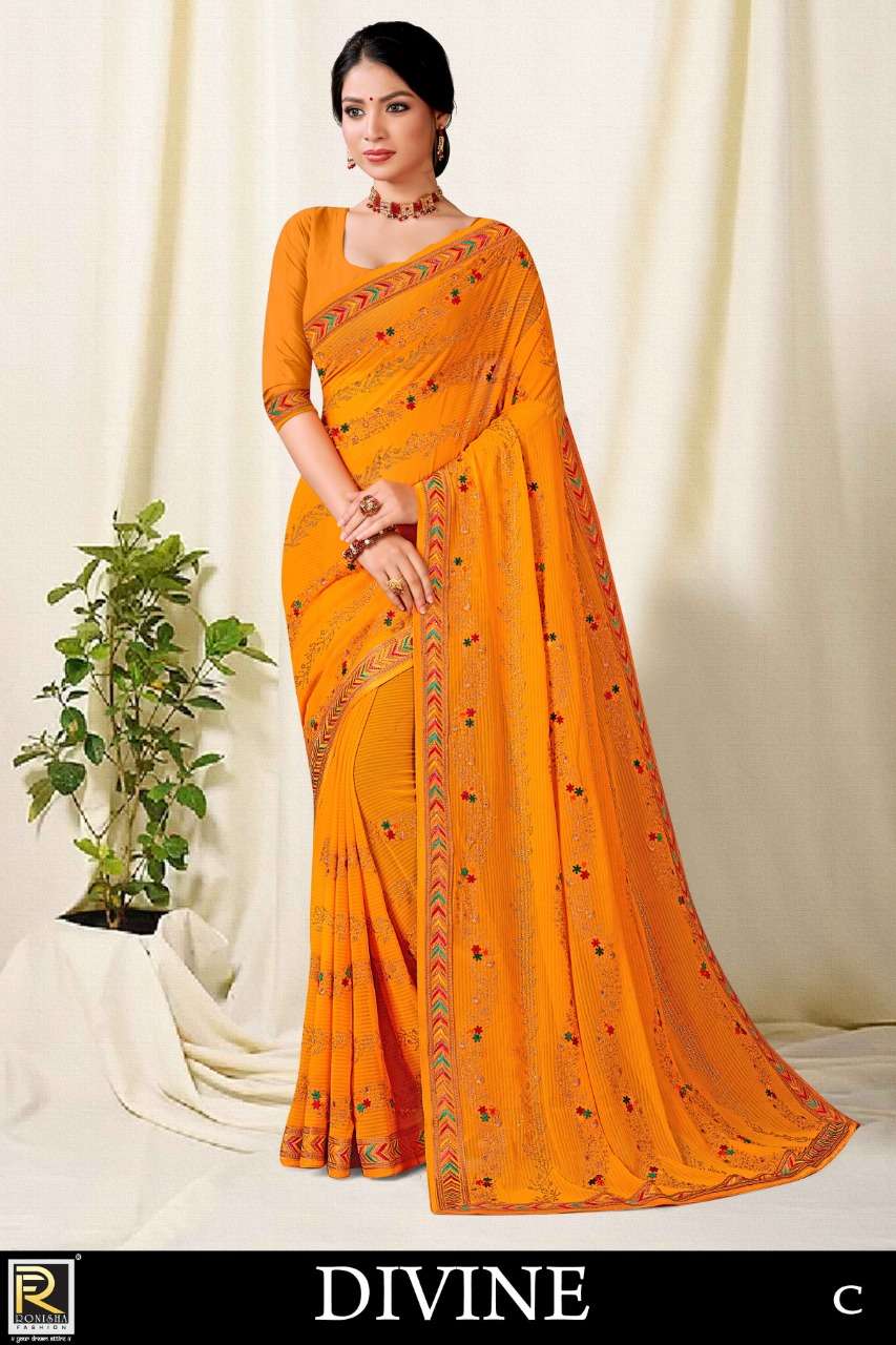 DIVINE By Ronisha Embroidery Sarees 