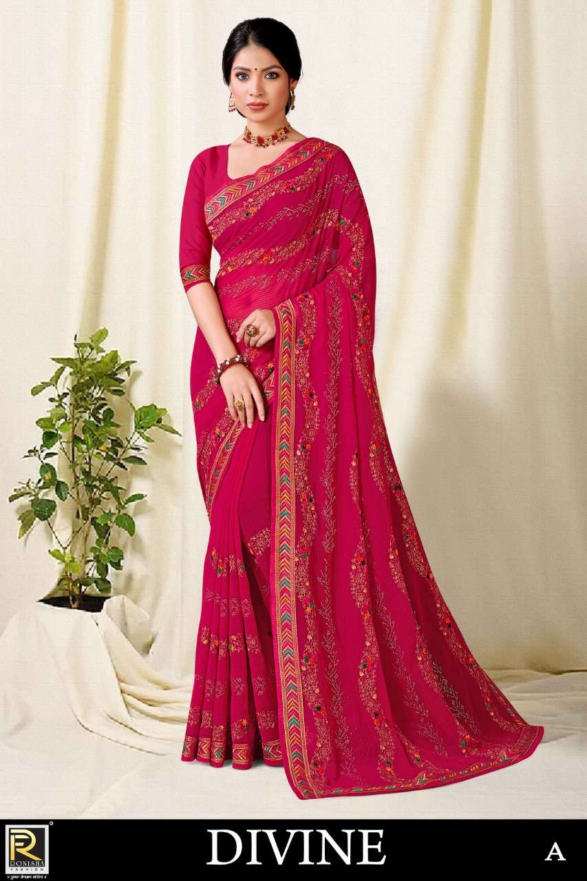 DIVINE By Ronisha Embroidery Sarees 