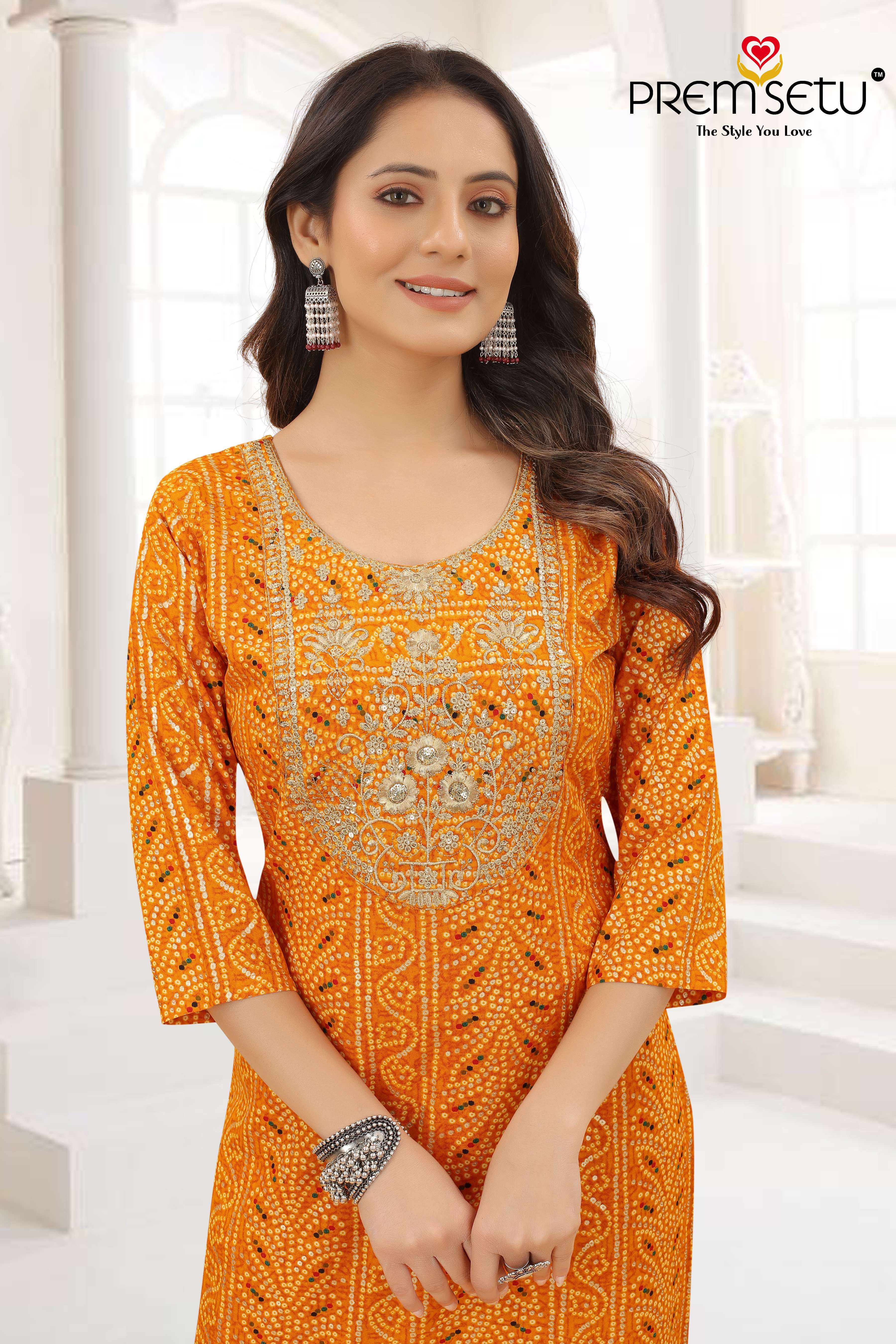 Yellow Color Casual Kurtis provide by Premsetu size set