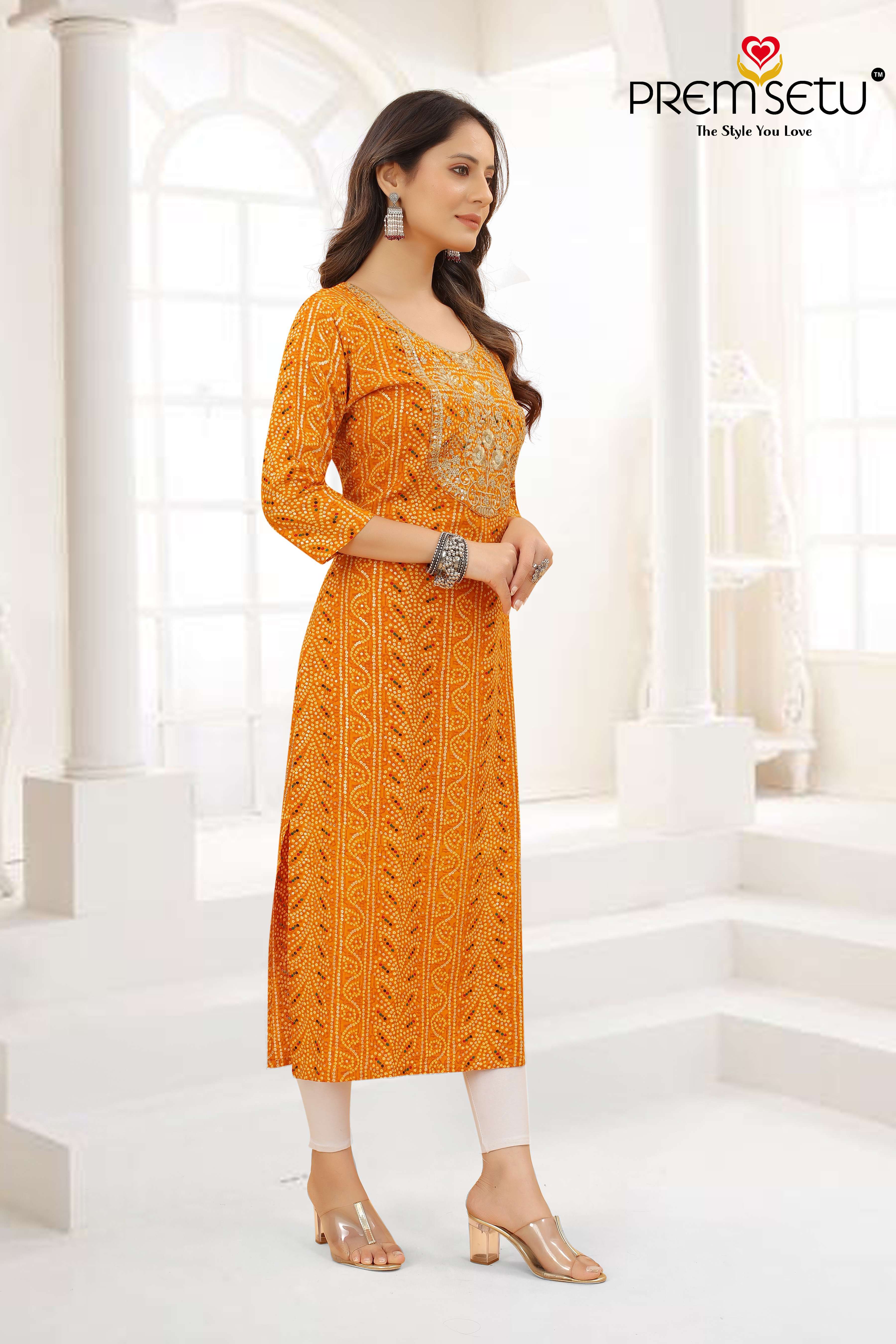 Yellow Color Casual Kurtis provide by Premsetu size set