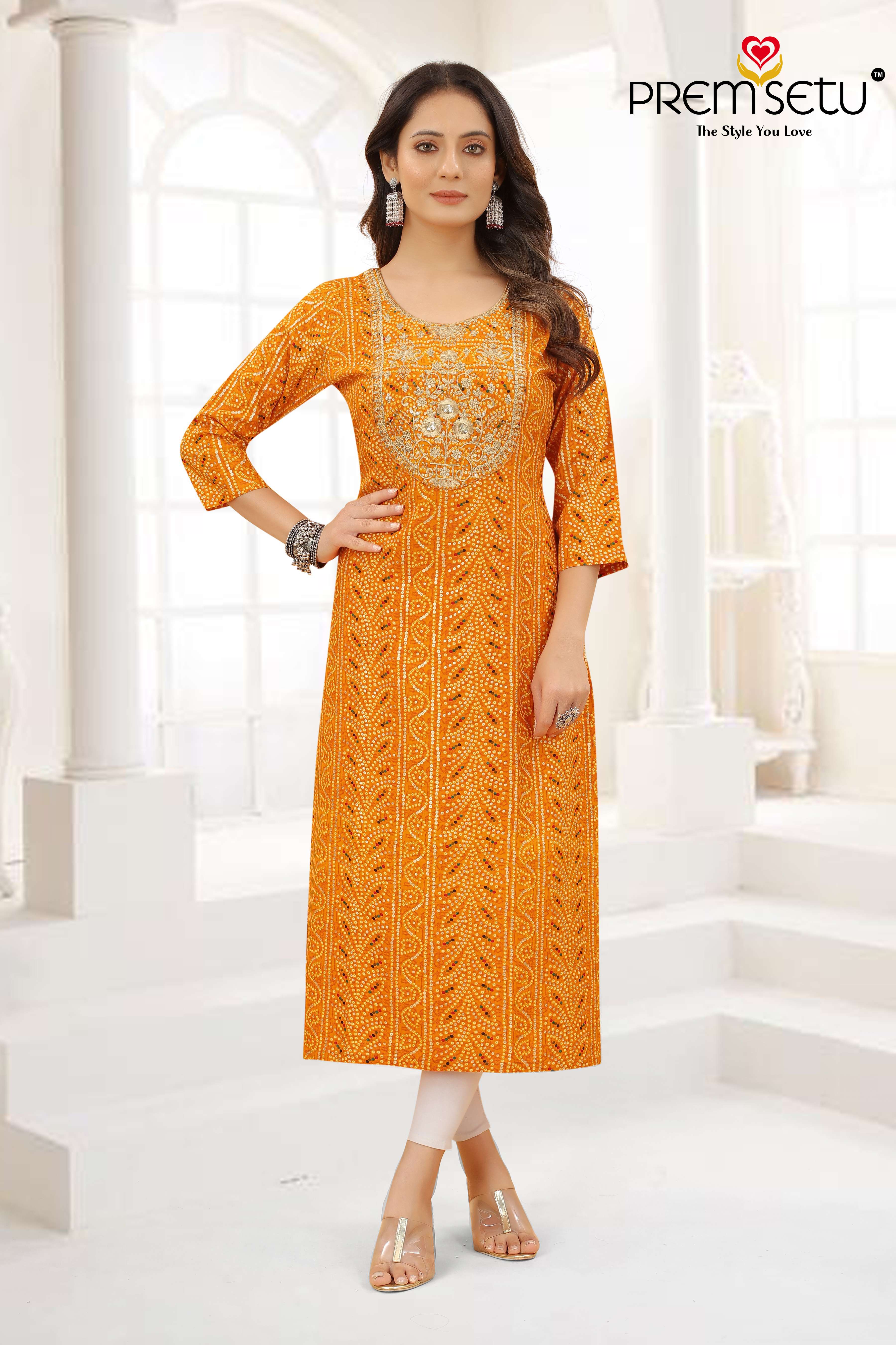 Yellow Color Casual Kurtis provide by Premsetu size set
