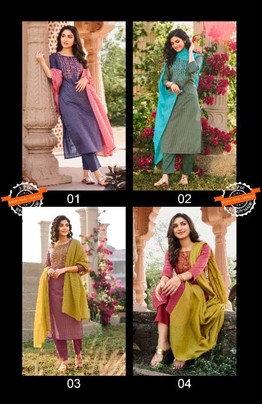 100Miles Present DISHA Kurti Pant Dupatta On Wholesale 