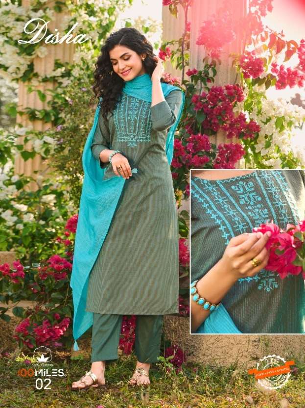 Kurti-Pant-Dupatta Set in sky blue colour - Spegrow Mart