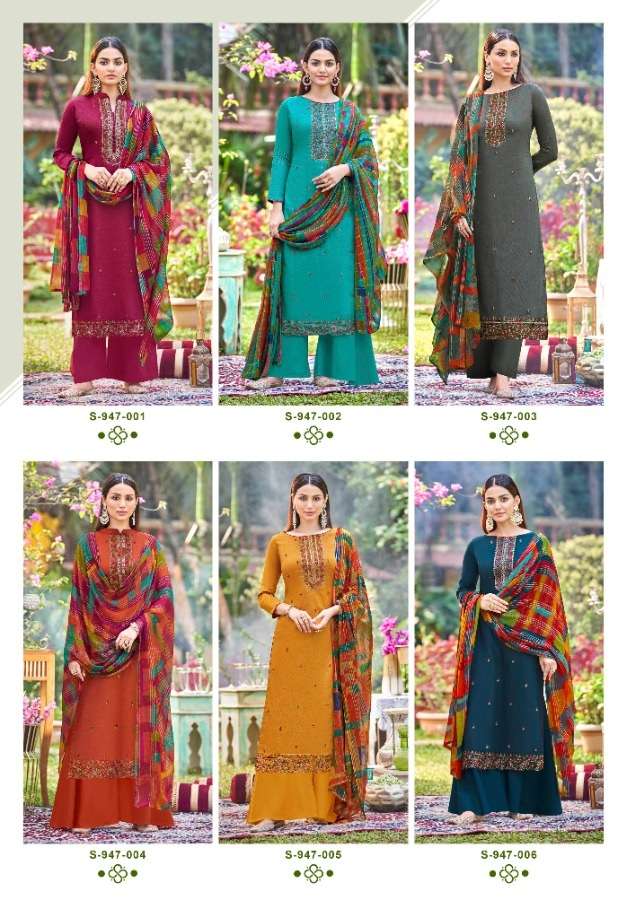 Alok Suit Present Baani Pure Zam Negative Print with Fancy Embroidery & Swarovski Diamond Work On Wholesale