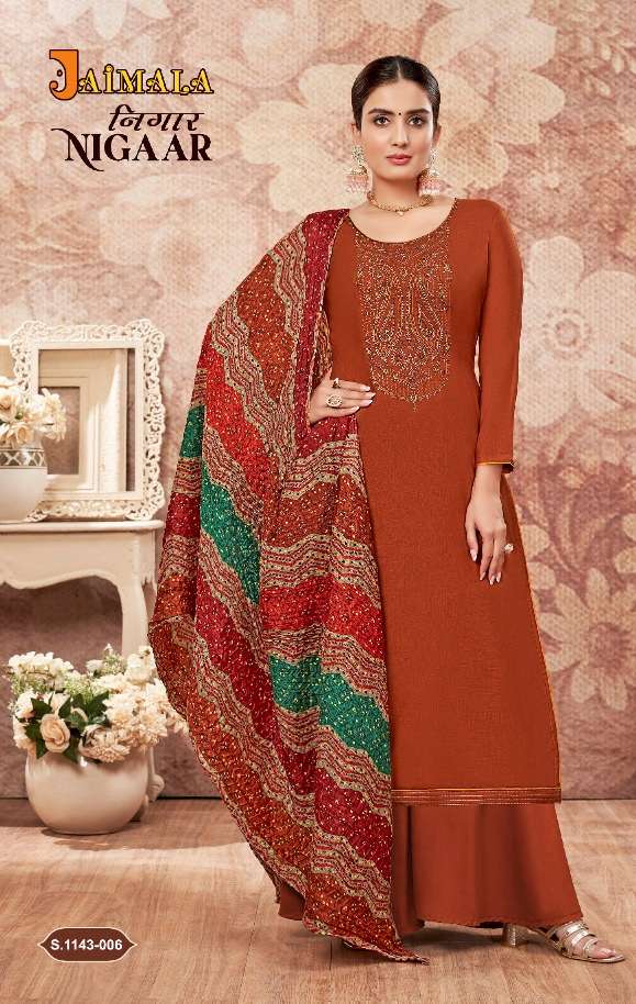 Alok Suit PRESENT NIGAAR Pure Ryon Slub with Embroidery & Swarovski Diamond Work
