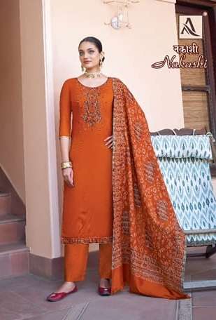 Alok Suits Present Nakashi 1137 Series Viscose Pashmina Suits Winter On Wholesale