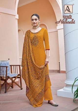 Alok Suits Present Nakashi 1137 Series Viscose Pashmina Suits Winter On Wholesale