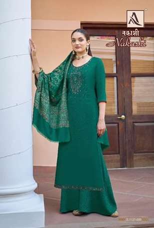 Alok Suits Present Nakashi 1137 Series Viscose Pashmina Suits Winter On Wholesale