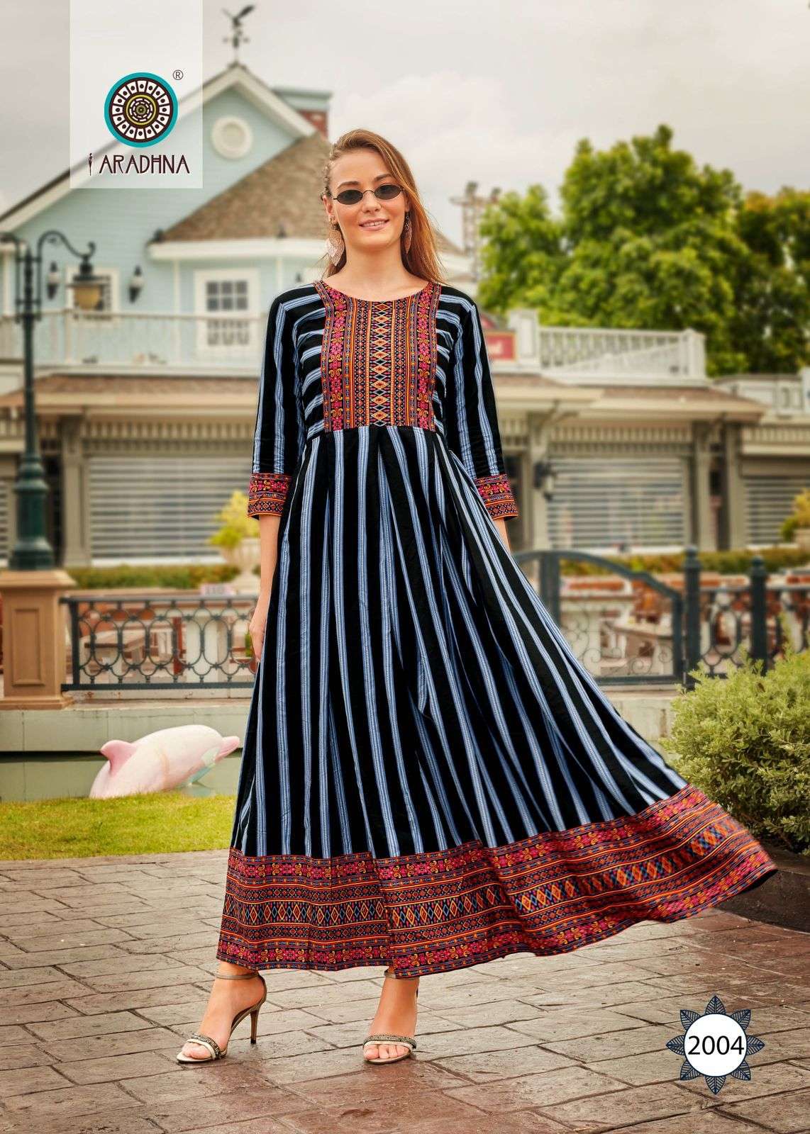 Aradhna Fashion Stripy 2 Heavy Cotton Anarkali Kurti Collection
