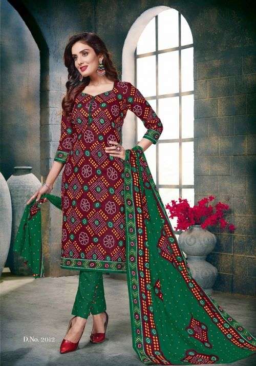 Red Green Georgette Silk Bandhani Banarasi Dress Material | KaLa Bandhej