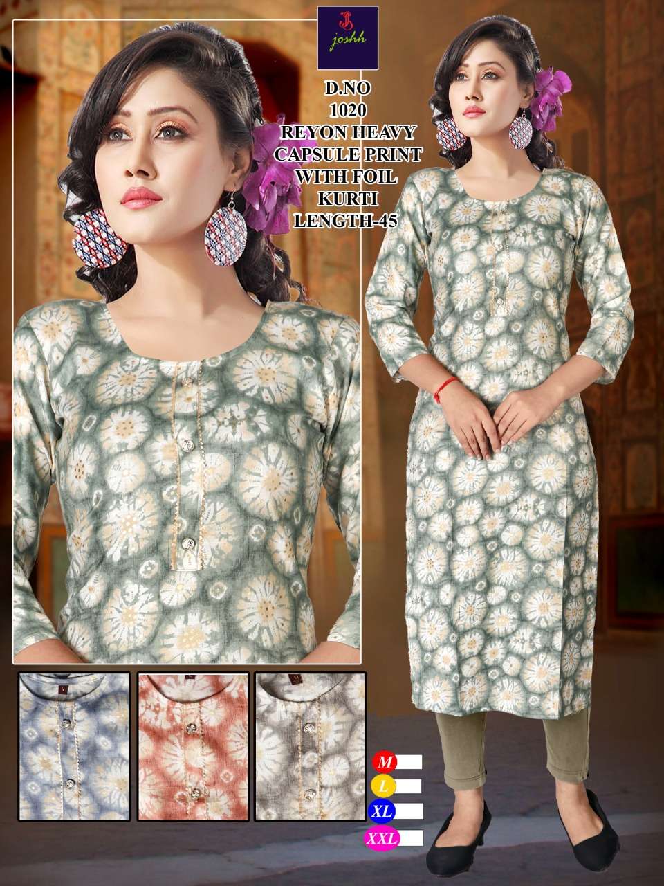cotton India rayon heavy capsule print  kurti for festival 1020