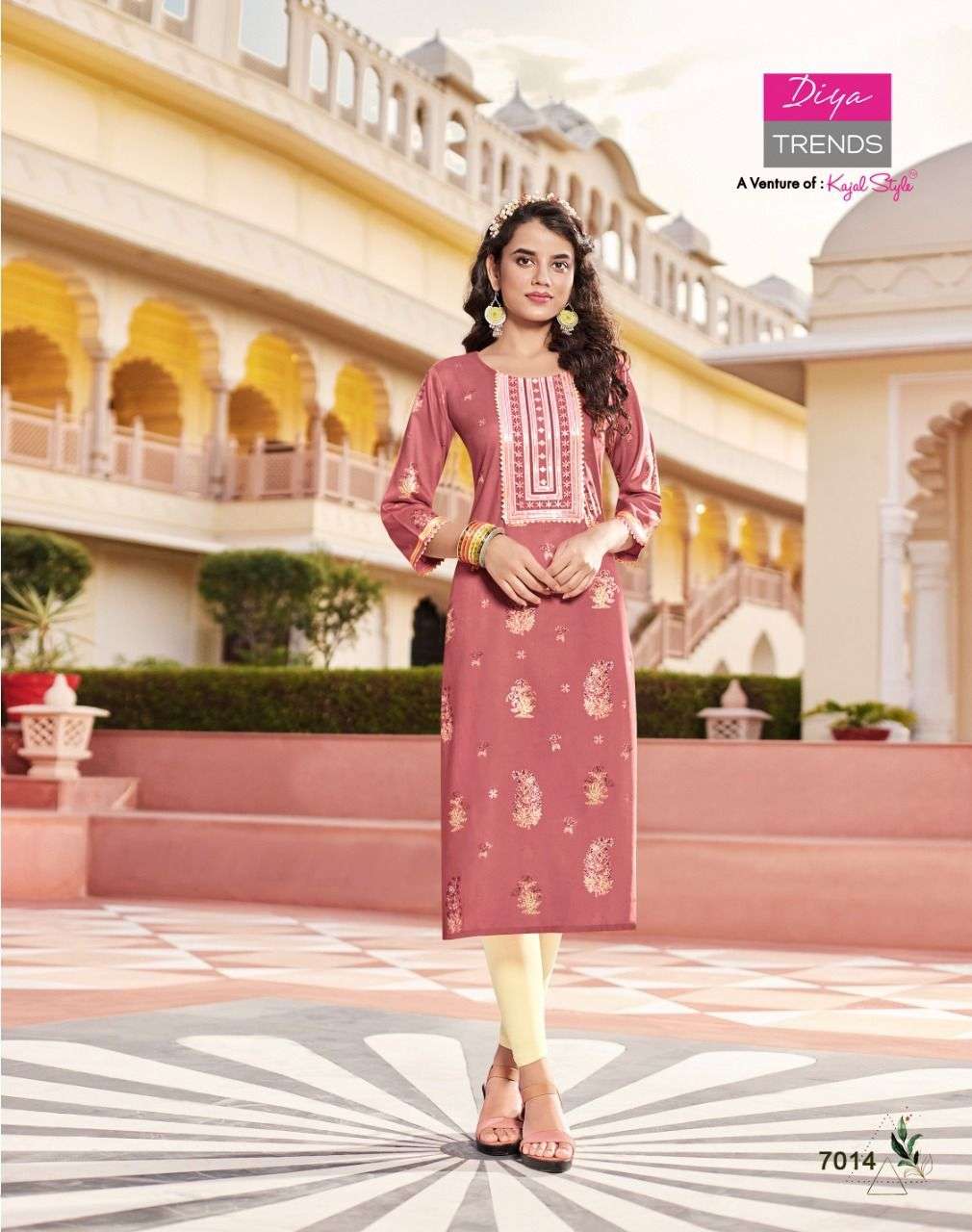DIYA TRENDS LAUNCHED CLASSY REYON FOIL Prints  Fancy Embroidery KURTI
