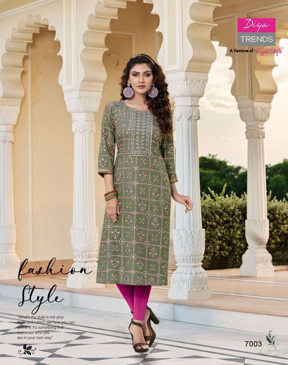 DIYA TRENDS LAUNCHED CLASSY REYON FOIL Prints  Fancy Embroidery KURTI