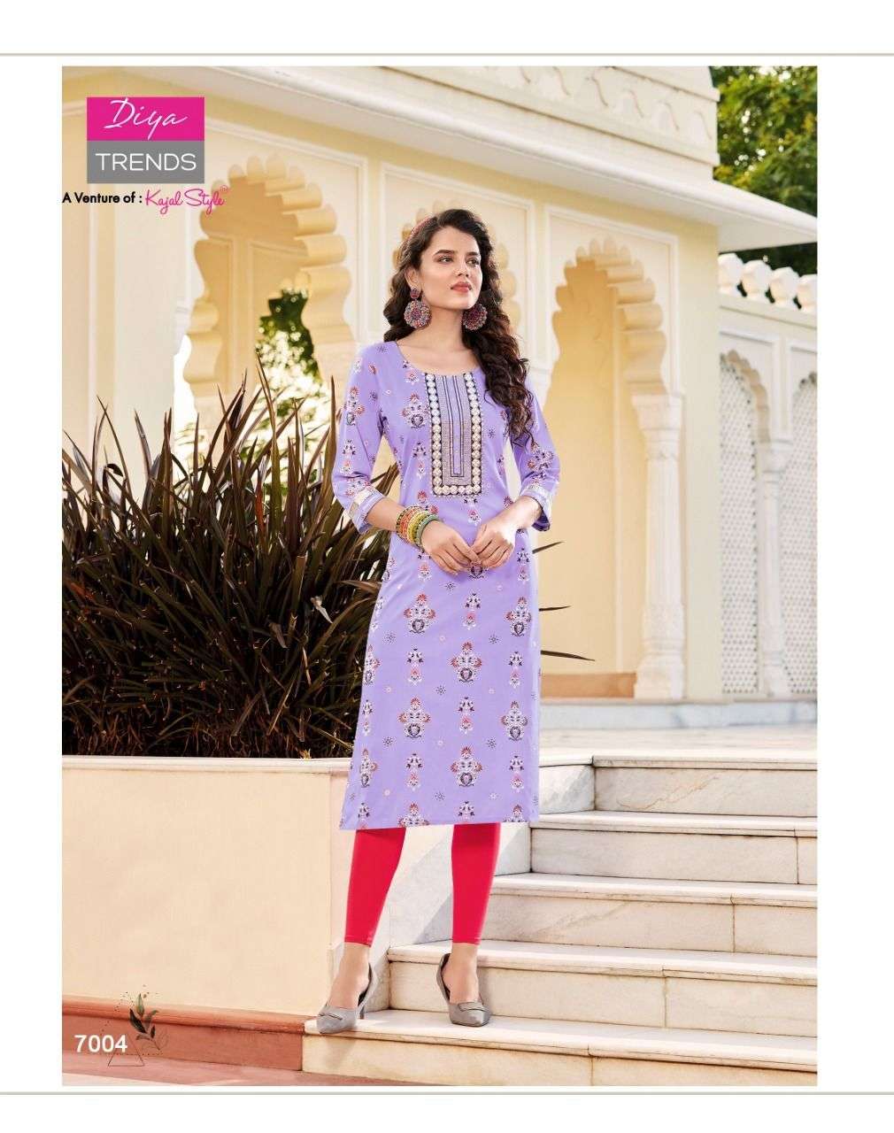 DIYA TRENDS LAUNCHED CLASSY REYON FOIL Prints  Fancy Embroidery KURTI