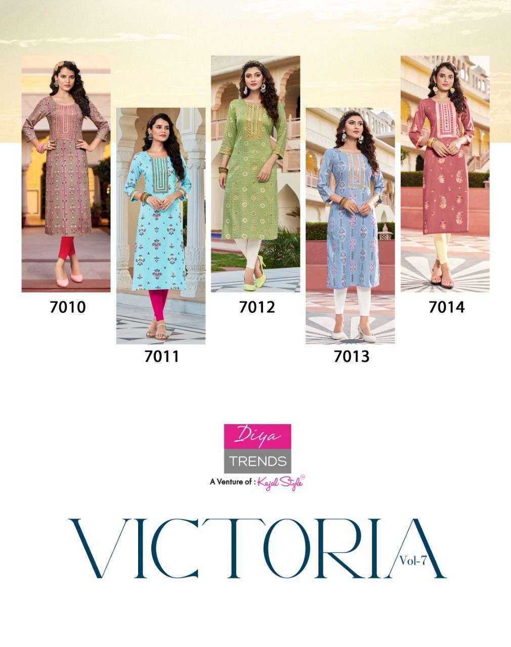 DIYA TRENDS LAUNCHED CLASSY REYON FOIL Prints  Fancy Embroidery KURTI