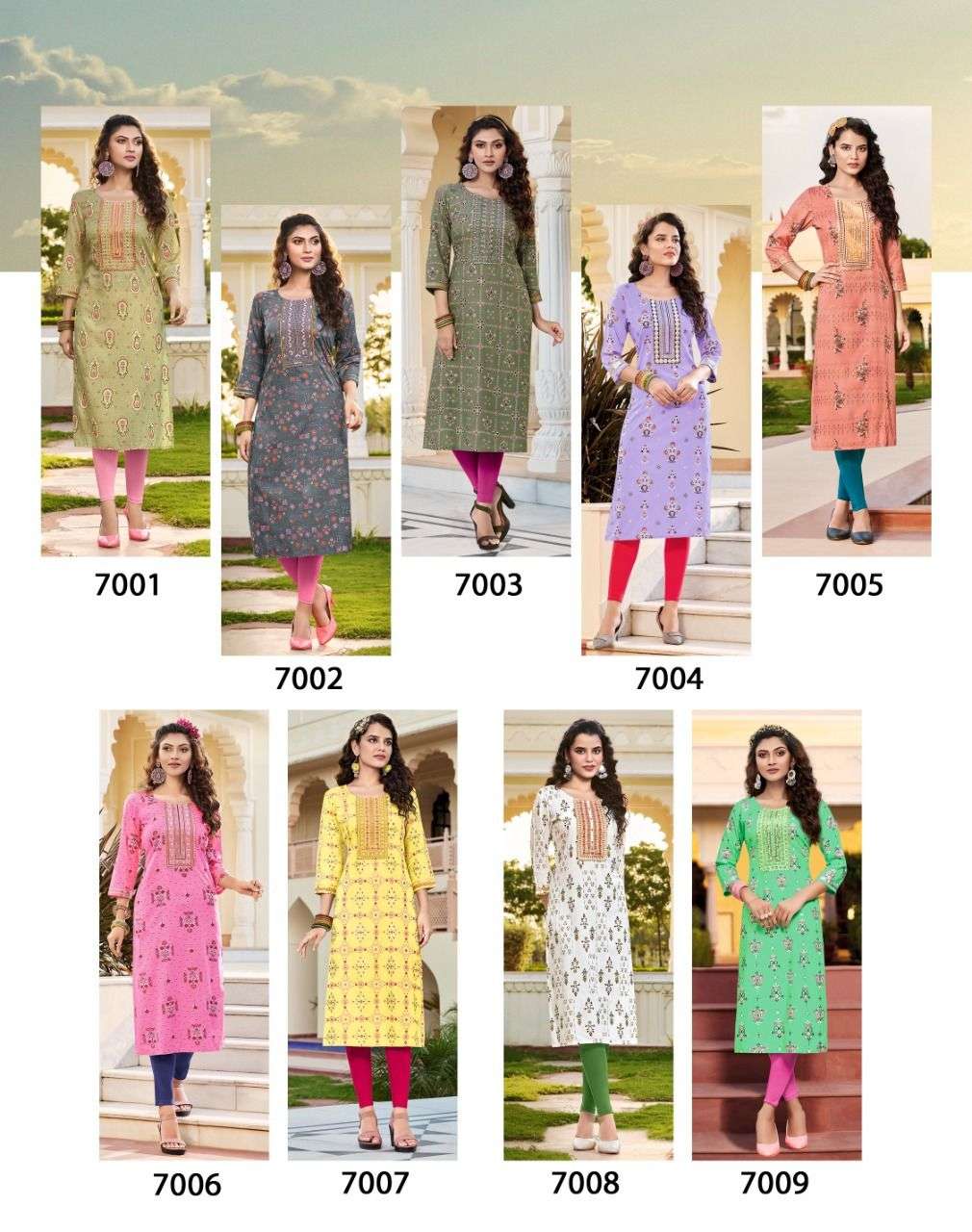 DIYA TRENDS LAUNCHED CLASSY REYON FOIL Prints  Fancy Embroidery KURTI