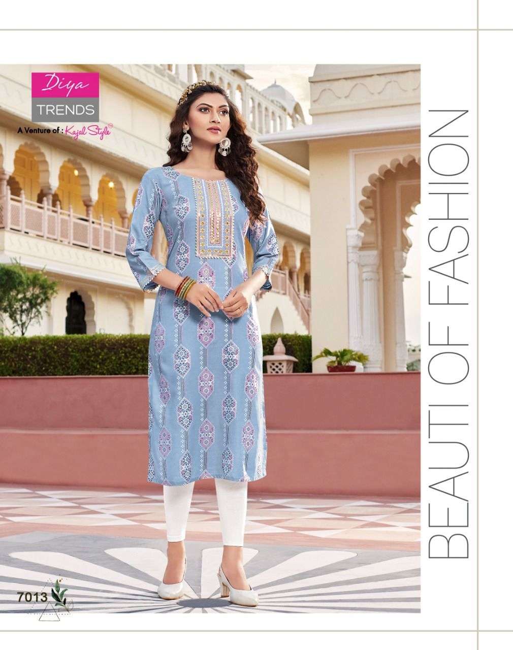 DIYA TRENDS LAUNCHED CLASSY REYON FOIL Prints  Fancy Embroidery KURTI