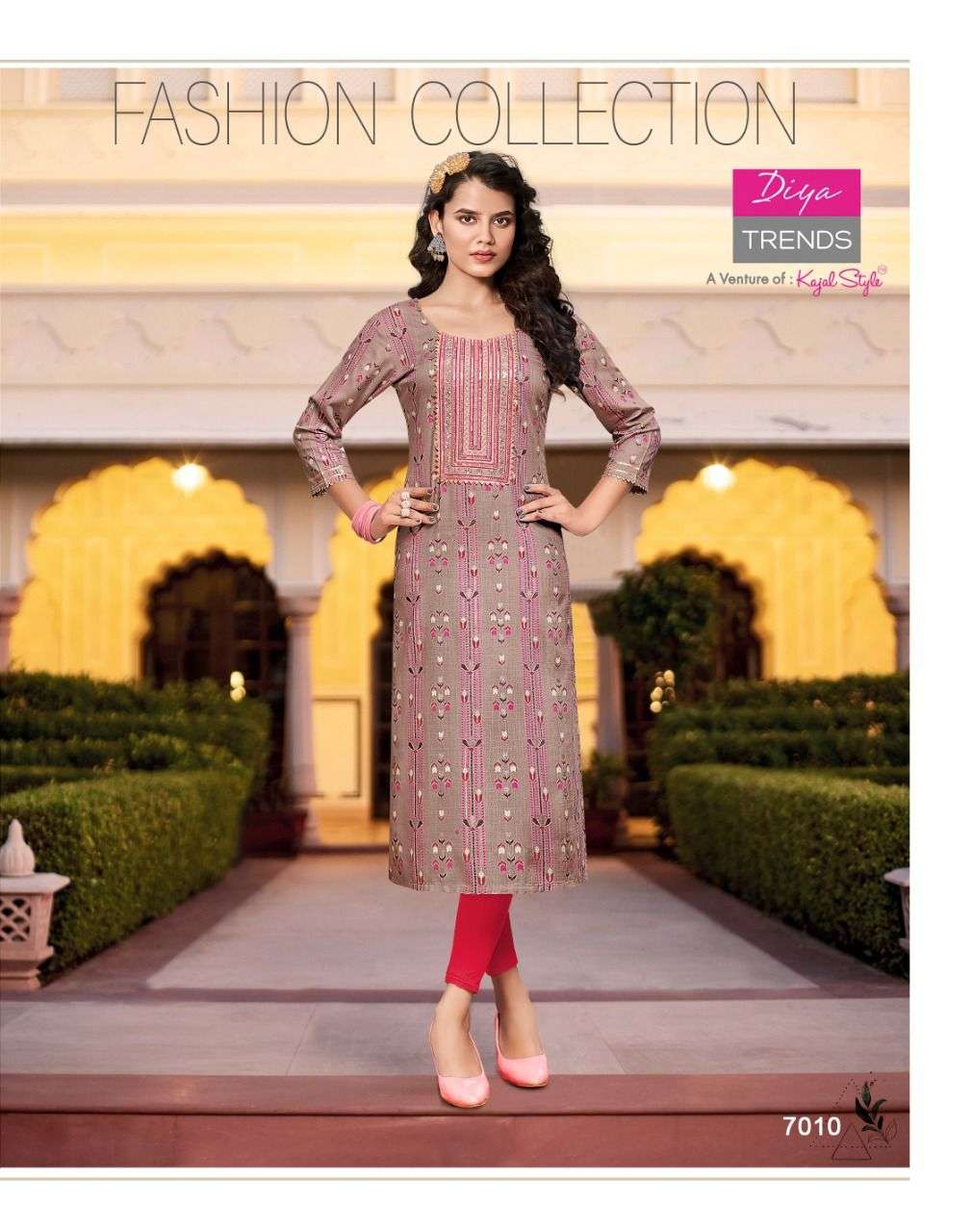 DIYA TRENDS LAUNCHED CLASSY REYON FOIL Prints  Fancy Embroidery KURTI
